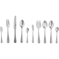 Amazon Basics – Juego de cubertería de acero inoxidable de 45 piezas con borde perlado- servicio para 8